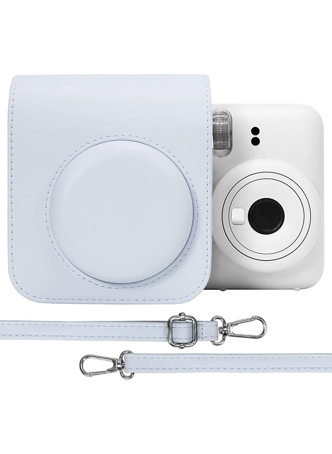 O Ozone PU Leather Camera Case for Fujifilm Instax Mini 12 Instant Camera | Protective Camera Cover with Adjustable Shoulder Strap - Clay White  - Image 1