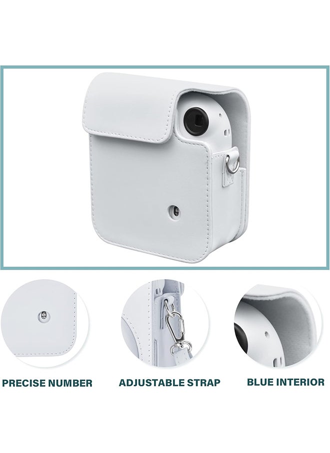 O Ozone PU Leather Camera Case for Fujifilm Instax Mini 12 Instant Camera | Protective Camera Cover with Adjustable Shoulder Strap - Clay White  - Image 4