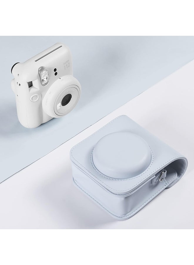 O Ozone - PU Leather Camera Case for Fujifilm Instax Mini 12 Instant Camera | Protective Camera Cover with Adjustable Shoulder Strap - Clay White - Image 1