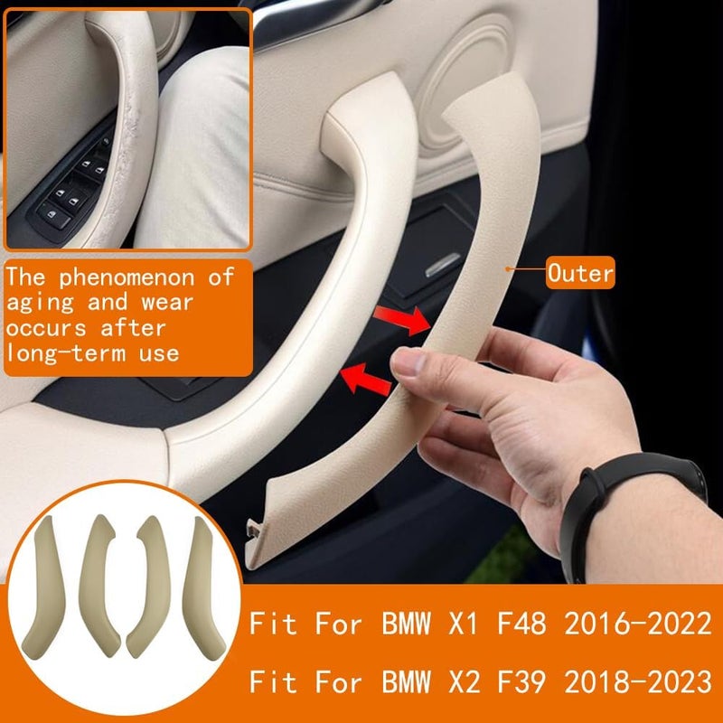 CHUANGHUI Car Door Handle for BMW X2 F39 X1 E84 F48 2010-2022 Interior Door Handles Replace Cover Car Door Pull Accessories (Beige) Closed & open space compatible - Image 2