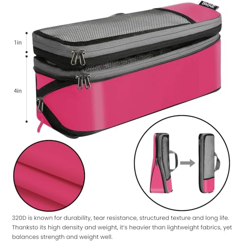 BAGAIL 4 Set/6 Set/8 Set Compression Packing Cubes Travel Accessories Expandable Packing Organizers (Half Mesh, 6-Fuchsia) - Image 5