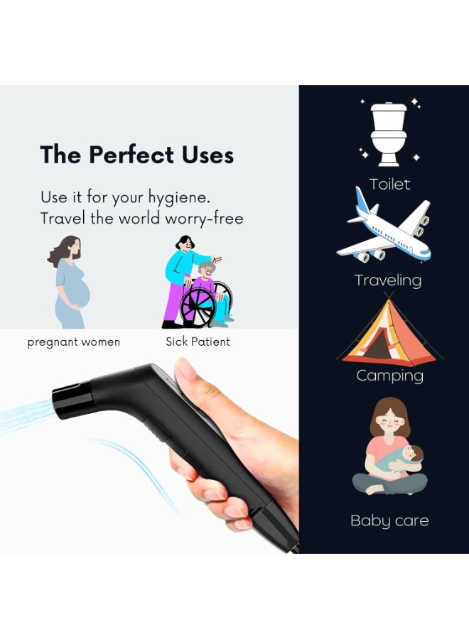 بلو فاير شطاف كهربائي محمول فاخر قابل لإعادة الشحن | شطاف يدوي مع ضغط ماء قابل للتعديل | شحن USB-C | مثالي للسفر، الحج، العمرة، التخييم والعناية الشخصية - Image 4