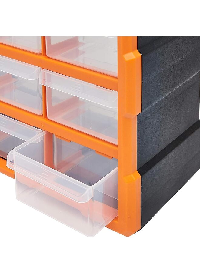 منظم أدراج خزانة تخزين الأدوات والحرف اليدوية، مثبت على الحائط، 39 درجًا، أدراج تخزين بلاستيكية (برتقالي) - Image 5