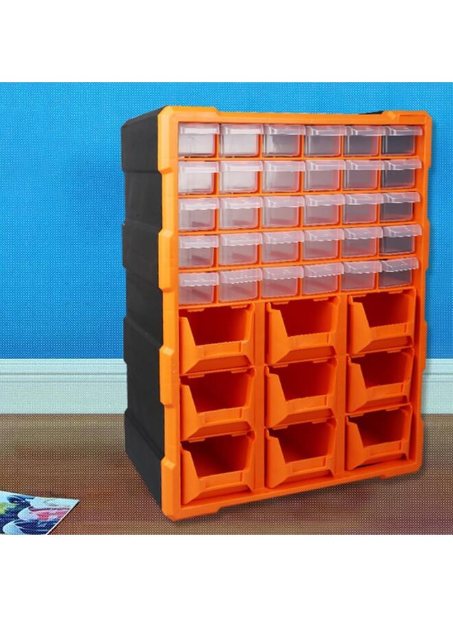 منظم أدراج خزانة تخزين الأدوات والحرف اليدوية، مثبت على الحائط، 39 درجًا، أدراج تخزين بلاستيكية (برتقالي) - Image 2