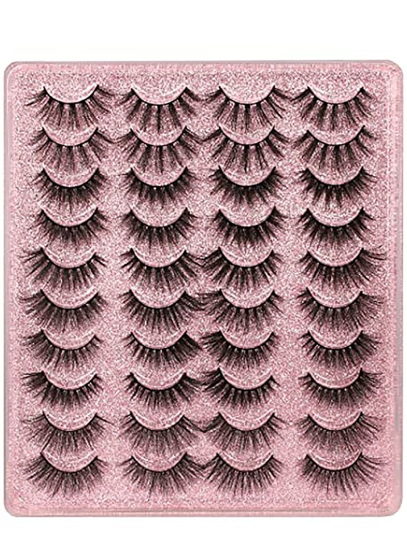 NIBEMINENT 20 Pairs False Eyelashes 3D Faux Mink Lashes Natural Look Wispy Fake 16-20MM Fluffy Volume Long Thick Pack - Image 1