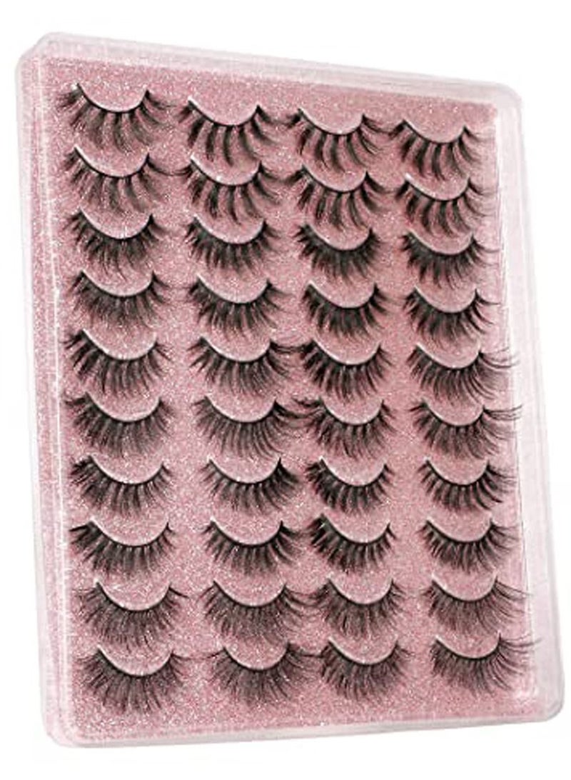 NIBEMINENT 20 Pairs False Eyelashes 3D Faux Mink Lashes Natural Look Wispy Fake 16-20MM Fluffy Volume Long Thick Pack - Image 5