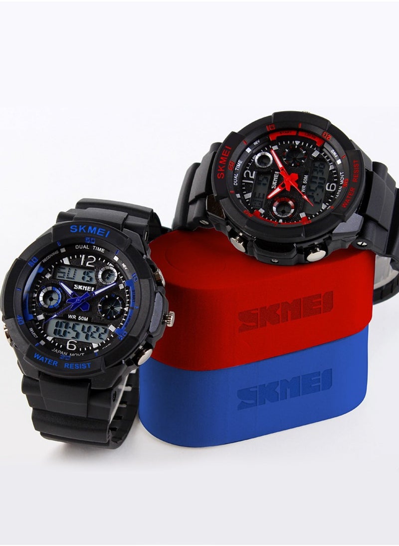 SKMEI - Men’s Analog+Digital Black Resin Watch 0931 - Black - Image 1