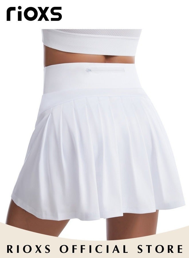 RIOXS Women Tennis Skirts, Sports Skirts 2-In-1 Liner Shorts, Comfy Golf Skirts For Women, High Waisted Skirts With Pockets, Ladies Skirt Inner Shorts For Athletic/ Skorts/ Running/ Pickleball, Workout Sportwear Skirts Shorts - Image 4
