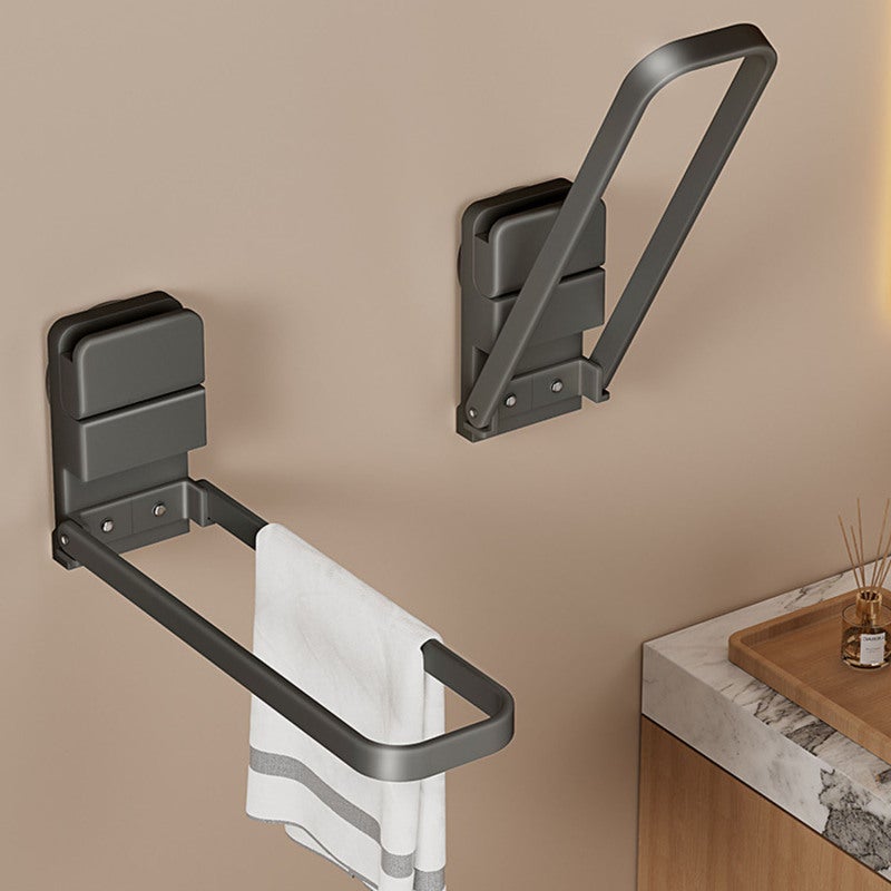Foldable Towel Rod: Gun Gray 22.5 X 11.5 X 6.5 Cm, Effortless Space Saving - Rust Proof Durability, Suction Cup Towel Holder for Cramped Bathrooms, Compact Vanities And Small Space Dwellers - Image 4