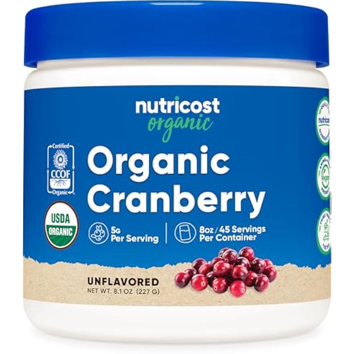 Nutricost Organic Cranberry Powder, 8 oz, 5G per Serving - Non-GMO, Gluten-Free - Image 1
