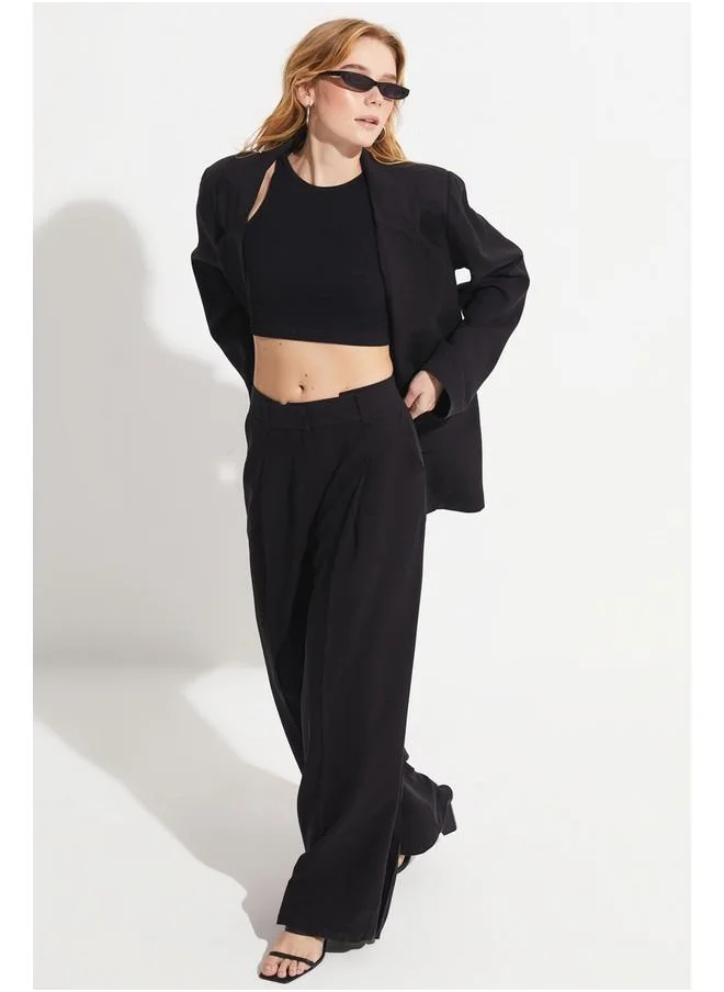 جون June Tencel Single-Breasted Jacket Black