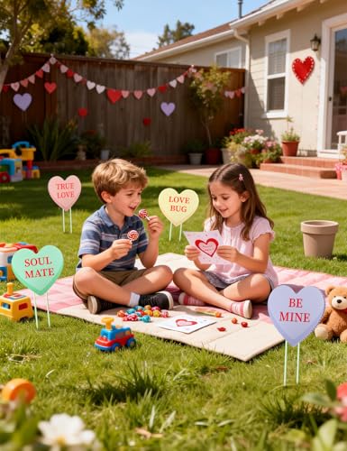 Diltik Valentine’s Day Yard Signs, 10 Pack Candy Heart Lawn Decorations with Stakes, Outdoor Valentine Yard Decor for Lawn Pathway Garden Wedding Party - Image 4