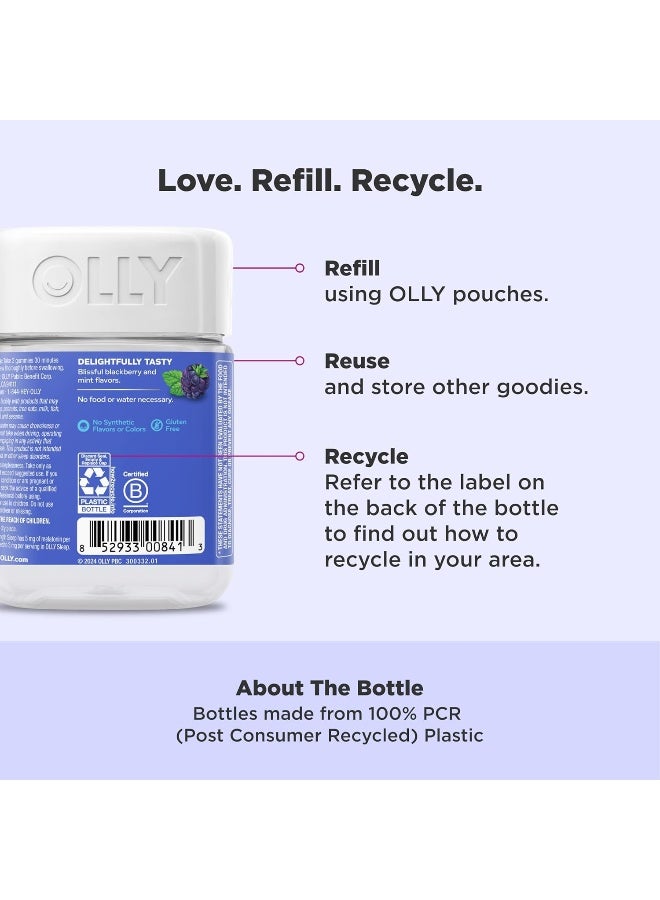 OLLY أولي جوميز النوم بقوة إضافية، 5 ملغ ميلاتونين، إل-ثيانين، بابونج، بلسم الليمون، مساعد للنوم، توت أسود - 50 حبة - Image 5