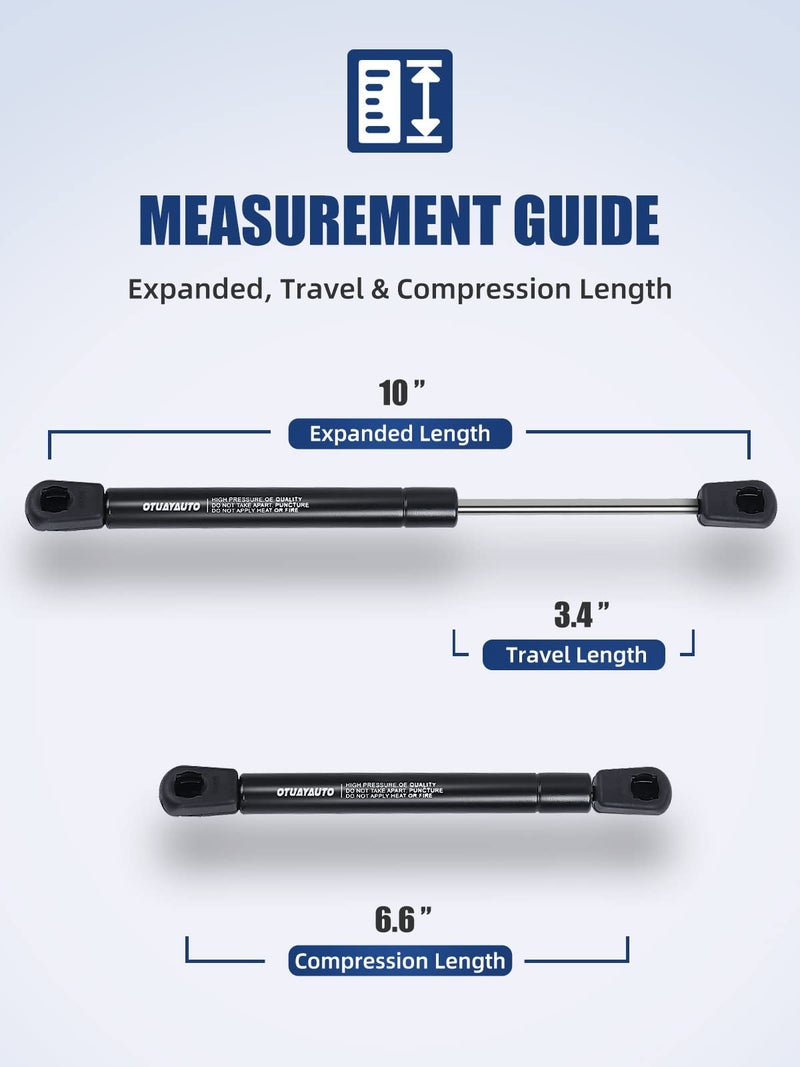 OTUAYAUTO 10 inch Gas Strut - 156N/35Lbs Universal Lift Support - 4058 Gas Shocks for Tool Box Shock, Truck Cap Strut, Hydraulic Door Hinge, Cabinet Gas Strut, RV Door Strut - Image 2