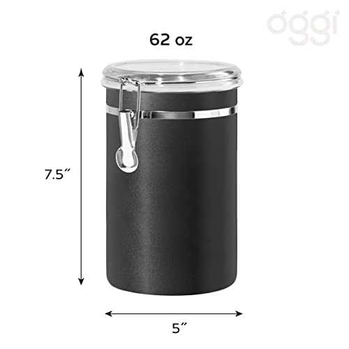 Oggi Stainless Steel Kitchen Canister 62 fl oz, Black - Airtight Clamp Lid, Clear See-Thru Top - Ideal for Kitchen Storage, Food Storage, Pantry Storage. Large Size 5" x 7.5". - Image 5