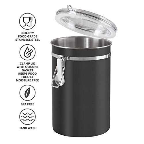 Oggi Stainless Steel Kitchen Canister 62 fl oz, Black - Airtight Clamp Lid, Clear See-Thru Top - Ideal for Kitchen Storage, Food Storage, Pantry Storage. Large Size 5" x 7.5". - Image 3