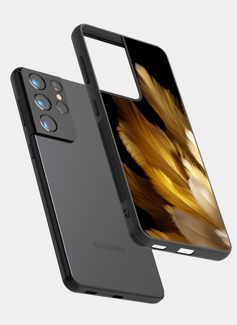 PXLAAT Samsung Galaxy S21 Ultra case cover Golden Feathers - Image 2