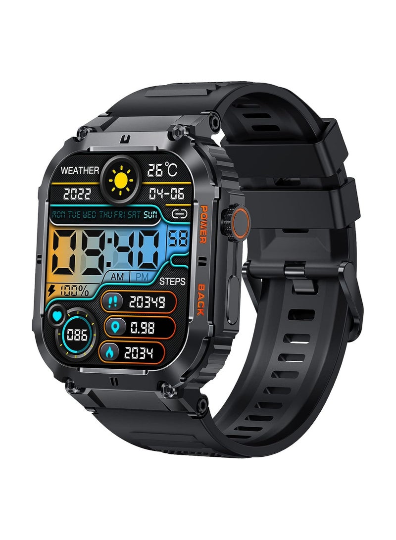 Military Smart Watches for Men 1.96” HD Big Screen Rugged Smart Watch (Answer/Dial Calls) Outdoor Tactical Sports Watch Fitness Tracker Smartwatch for iPhone Compatible with Android Phones - Image 1