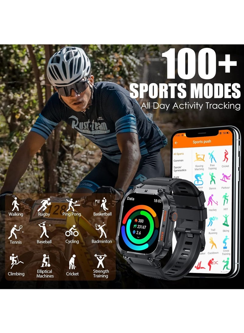 Military Smart Watches for Men 1.96” HD Big Screen Rugged Smart Watch (Answer/Dial Calls) Outdoor Tactical Sports Watch Fitness Tracker Smartwatch for iPhone Compatible with Android Phones - Image 3