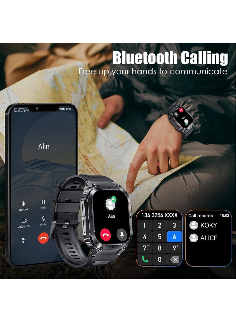 Military Smart Watches for Men 1.96” HD Big Screen Rugged Smart Watch (Answer/Dial Calls) Outdoor Tactical Sports Watch Fitness Tracker Smartwatch for iPhone Compatible with Android Phones - Image 5