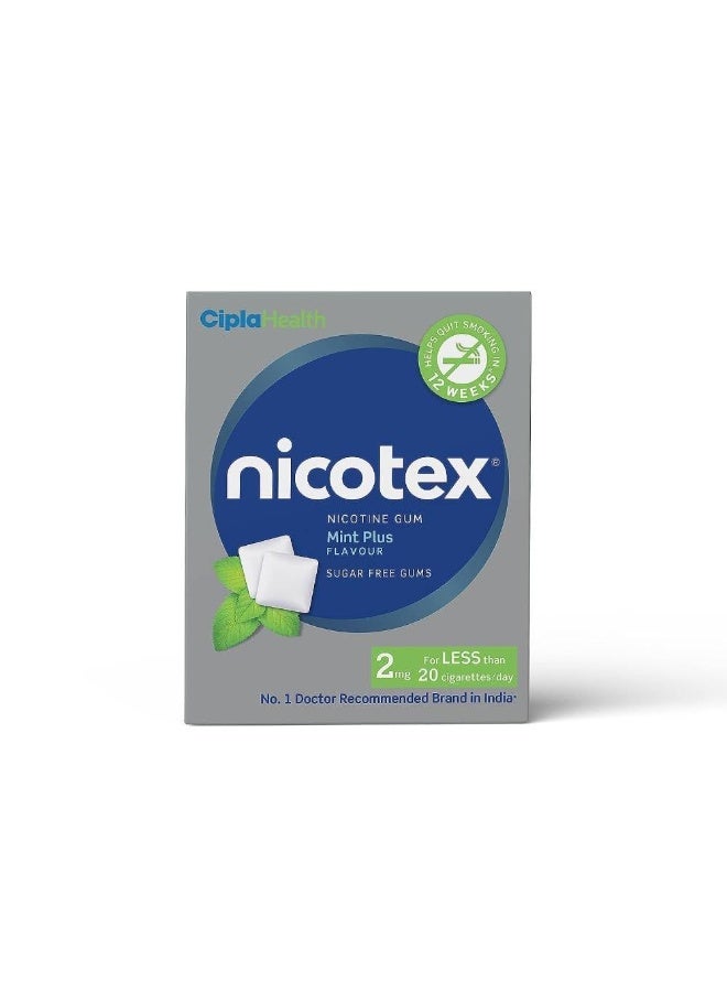 Cipla Nicotex Nicotine Sugar Free Mint Plus Gums 2mg | Helps to Quit Smoking | WHO-approved Therapy | 12 Gums per Pack | Pack of 1 - Image 1