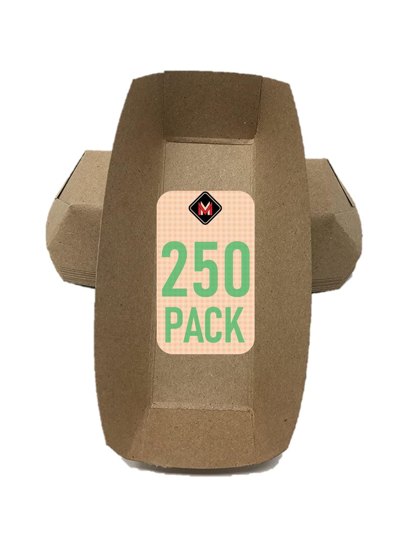 Mr Miracle 7 Inch Paper Hot Dog Tray in Kraft Paper Pack of 250 Disposable Recyclable and Fully Biodegradable Made in USA