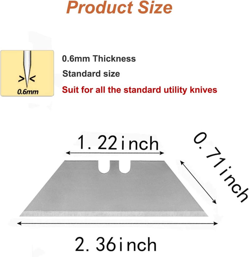 Vickay Utility Knife Blades, SK5 Steel Heavy Duty Box Cutter Refills with Plastic Case，Standard Size Razor Blades for Most Standard Utility Knives - Image 2