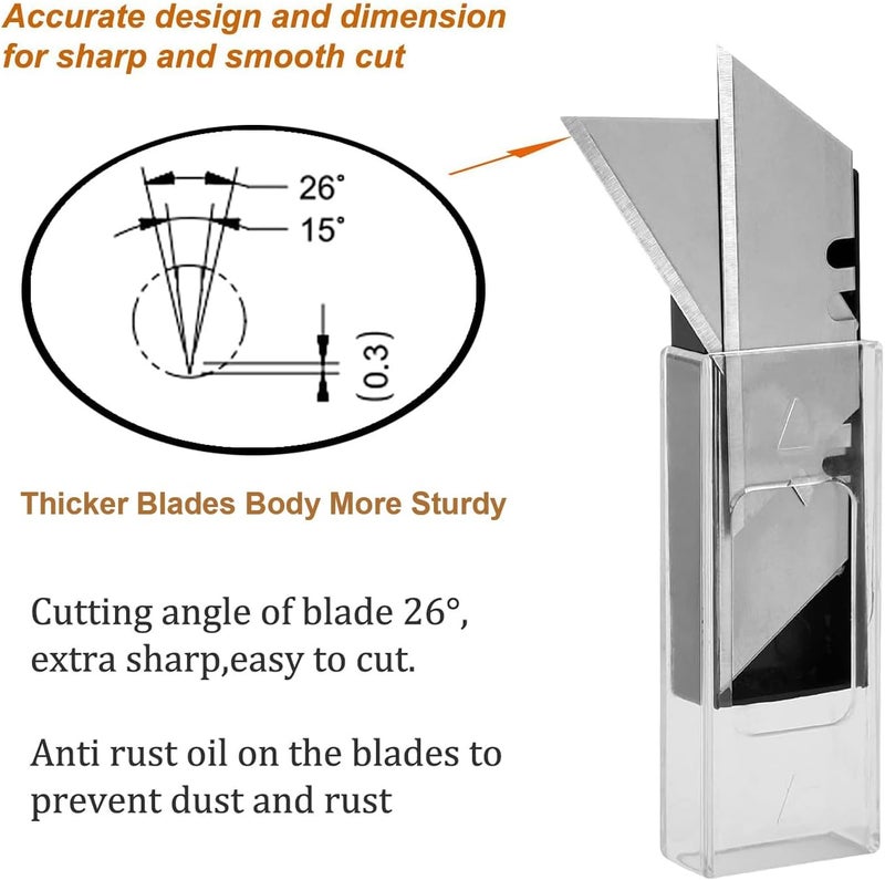 Vickay Utility Knife Blades, SK5 Steel Heavy Duty Box Cutter Refills with Plastic Case，Standard Size Razor Blades for Most Standard Utility Knives - Image 3