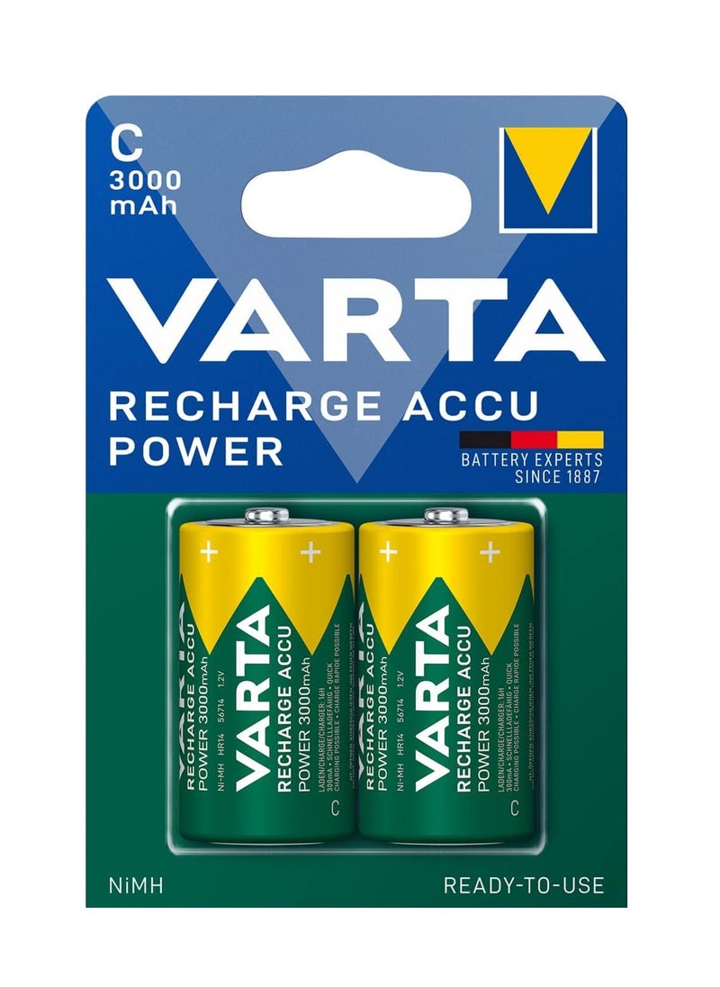 VARTA Rechargeable ACCU Power Batteries , Ni-MH (2-Pack, 3000 mAh) - Pre-charged 1.2V , ready to use  - Image 1