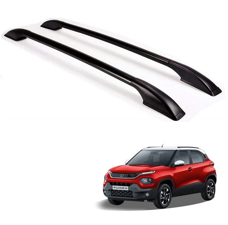 SPREADX مجموعة قضبان سقف معدنية سوداء غير مثقوبة مناسبة لسيارة تاتا بانش - Image 1