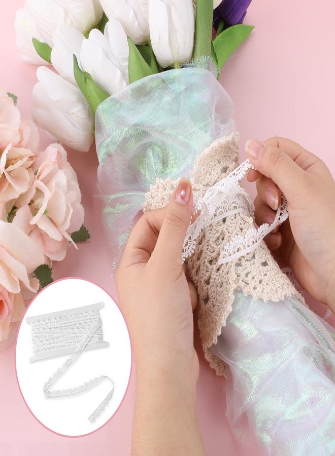 Psyqtsuary Lace Ribbon, White 1/2''×5 Yards Crocheted White Lace Trim for Sewing Vintage Scalloped Edge Lace Ribbons for Crafts, Gift Wrapping, DIY Sewing Making, Scrapbooking, Wedding Bouquet Decorations - Image 4