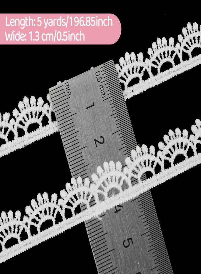 Psyqtsuary Lace Ribbon, White 1/2''×5 Yards Crocheted White Lace Trim for Sewing Vintage Scalloped Edge Lace Ribbons for Crafts, Gift Wrapping, DIY Sewing Making, Scrapbooking, Wedding Bouquet Decorations - Image 2