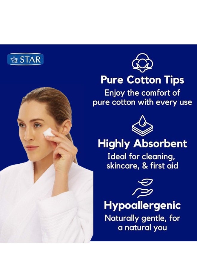 Star - 100% Pure Cotton Balls 100 Pcs – Soft, Absorbent, Lint-Free & Hypoallergenic Makeup Balls – Perfect for Baby Care, Makeup Removal, and First Aid Cotton Round Balls - Image 1