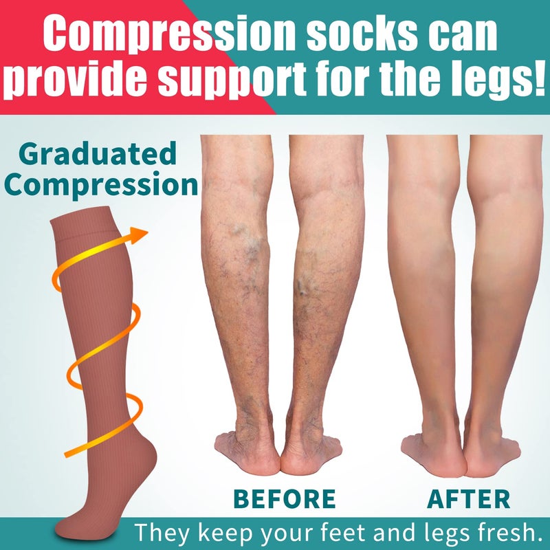 Laite Hebe 4 Pairs-Compression Socks for Women&Men Circulation-Best Support for Nurses,Running,Athletic - Image 2