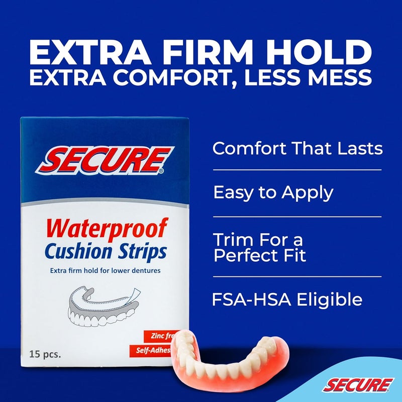 Secure Denture Adhesive Strips 15 Strips - Image 2