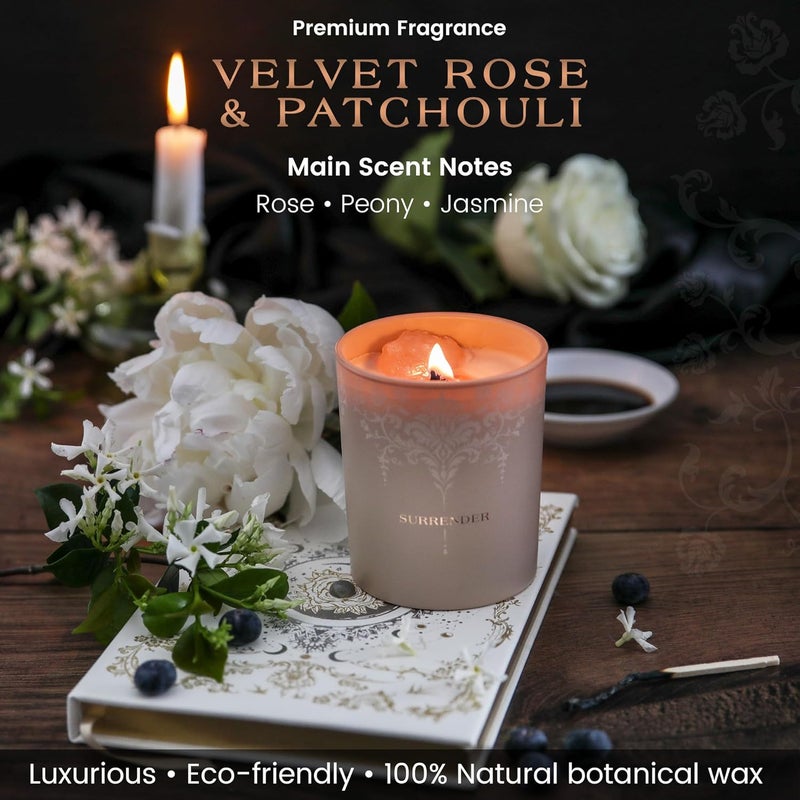 Deep Eden Scented Candle with Wooden Wick, 7.4 Oz - Velvet Rose & Patchouli - Luxurious, Powerful Creation Manifestation Candle - Hand Poured Crystal Candle with Natural Soy, Coconut and Beeswax - Image 3