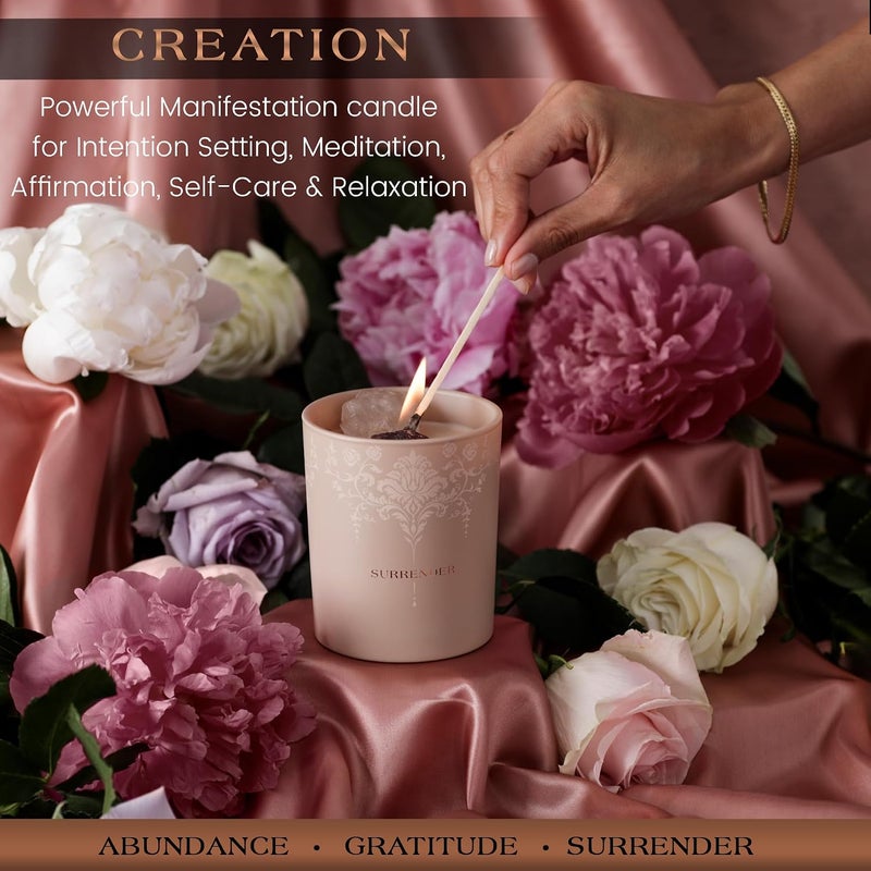 Deep Eden Scented Candle with Wooden Wick, 7.4 Oz - Velvet Rose & Patchouli - Luxurious, Powerful Creation Manifestation Candle - Hand Poured Crystal Candle with Natural Soy, Coconut and Beeswax - Image 5
