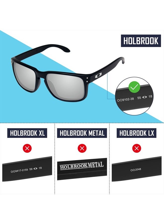 SAUCER Premium Replacement Lenses for Oakley Holbrook OO9102 Sunglasses High Defense - Chrome Metal Polarized - Image 3