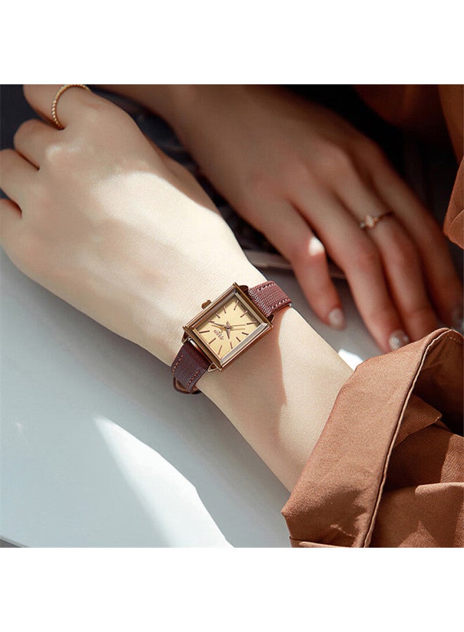Julius Women'S Simple Watch With Pointer, Versatile Leather Strap, Quartz Waterproof Student Women'S Watch Coffee Color Ja-787E - Image 3