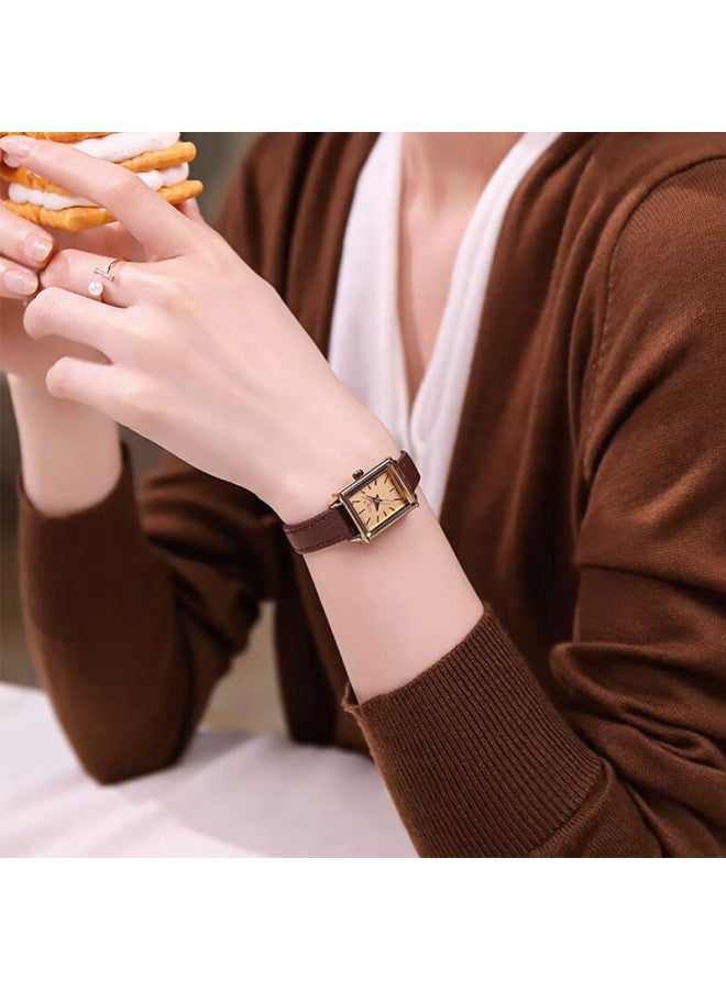 Julius Women'S Simple Watch With Pointer, Versatile Leather Strap, Quartz Waterproof Student Women'S Watch Coffee Color Ja-787E - Image 1