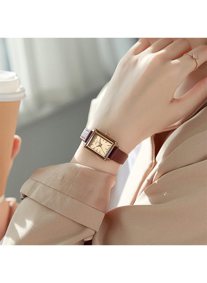 Julius Women'S Simple Watch With Pointer, Versatile Leather Strap, Quartz Waterproof Student Women'S Watch Coffee Color Ja-787E - Image 5