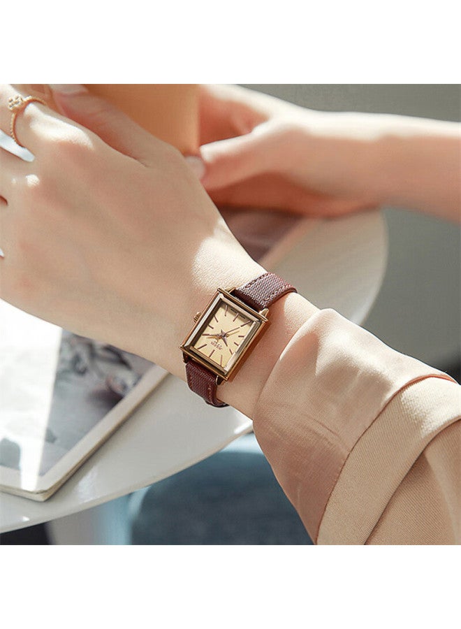 Julius Women'S Simple Watch With Pointer, Versatile Leather Strap, Quartz Waterproof Student Women'S Watch Coffee Color Ja-787E - Image 4
