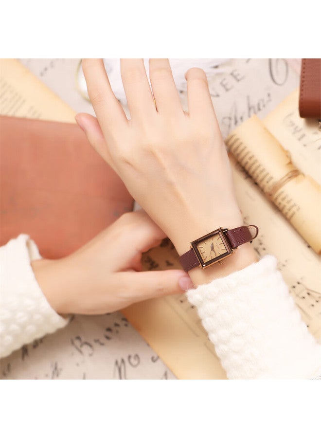 Julius Women'S Simple Watch With Pointer, Versatile Leather Strap, Quartz Waterproof Student Women'S Watch Coffee Color Ja-787E - Image 2
