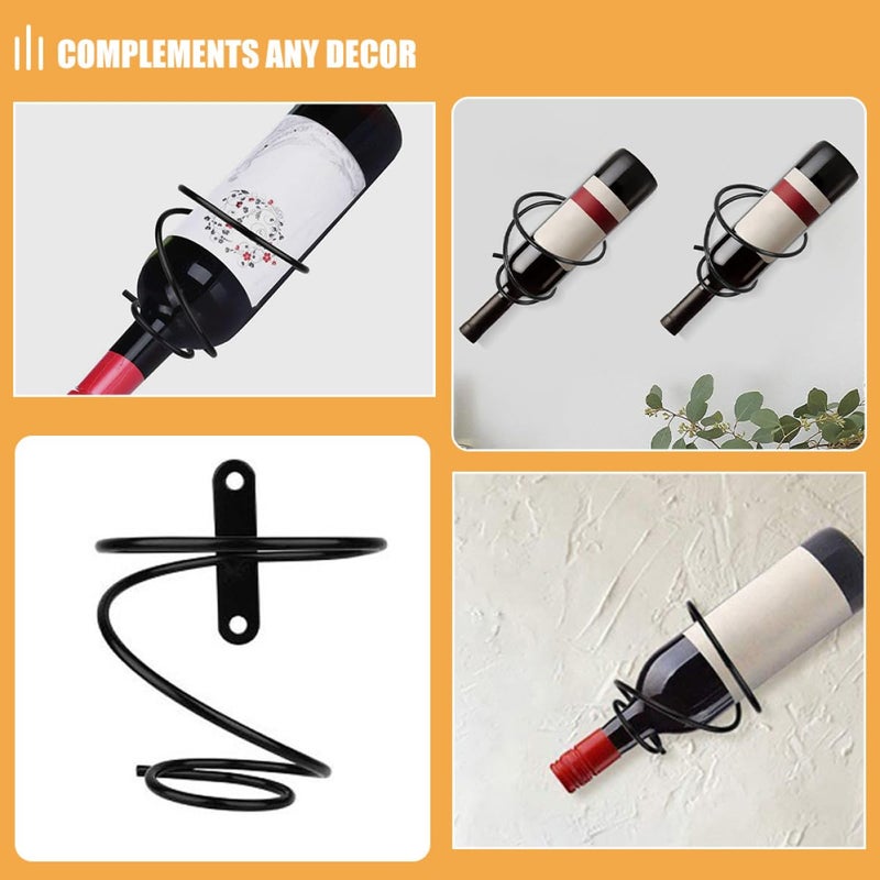 2 Pack Wall Mounted Single Bottle Wine Rack Metal Display Shelf For Kitchen Home Bar Storage - Image 4