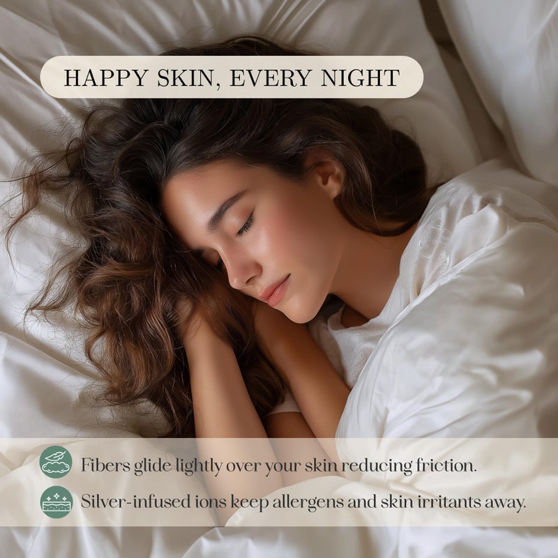 CASILVA Eucalyptus Sheets - Infused with Silver for Anti-Odor, Softer Than Silk Fibers, More Cooling Than Cotton - Perfect for Hot Sleepers & Sensitive Skin - 100% Tencel Lyocell - King Sheet Set - Image 4