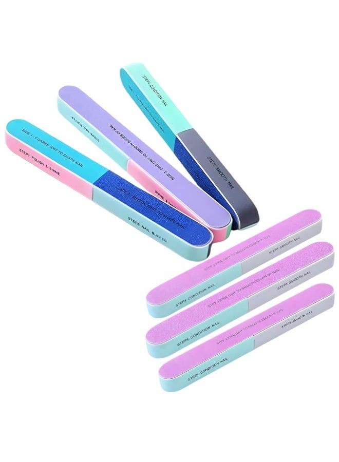 مبرد أظافر كاوتش 4 وجه – ألوان متعددة – 6 قطع للعناية الكاملة بالأظافر - Image 1