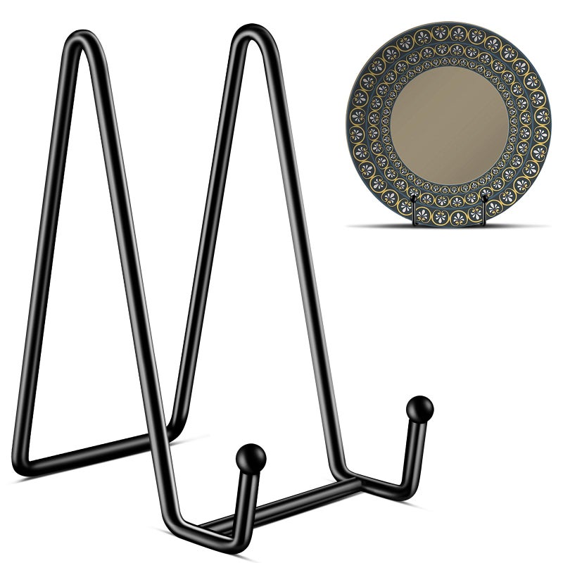 Kruodop 3 Pack 6 Inch Plate Stands for Display, Plate Holder Display Stand, Picture Frame Stand Black Metal Frame Holder Stands for Book,Small Easel,Decorative Plate,Photo and Platter,Tabletop Art - Image 1