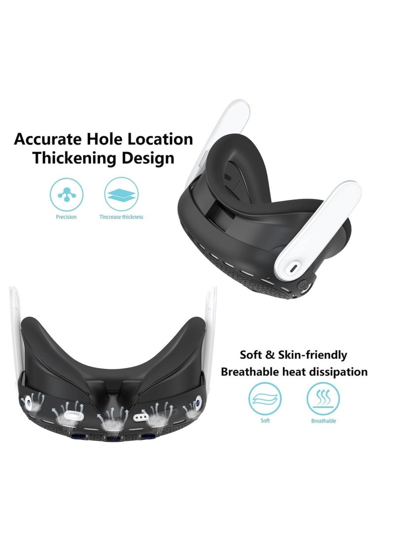 Protective Cover for Oculus/Meta Quest 3 Accessories, Silicone Controllers Grip Cover Protector, Soft Shell Skin with Face Cover and Lens Cover (Black) - Image 4