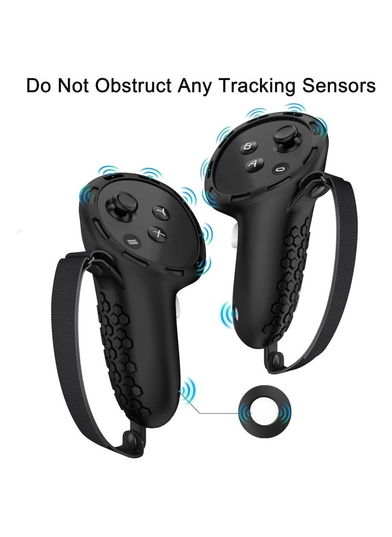 Protective Cover for Oculus/Meta Quest 3 Accessories, Silicone Controllers Grip Cover Protector, Soft Shell Skin with Face Cover and Lens Cover (Black) - Image 3
