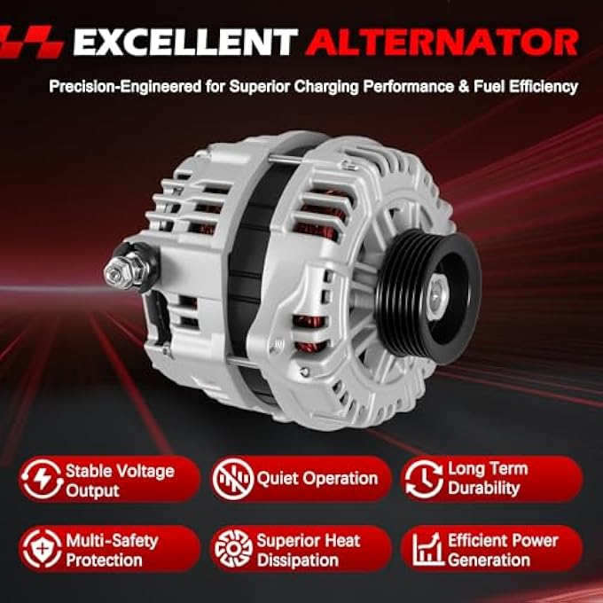 Autodevil 13826 Alternator Fit for 03-07 Murano 3.5L, for 02-03 Maxima 3.5L, for 95-00 Maxima 3.0L, for 98-00 I30 3.0L, for 02-04 I35 3.5L, 110Amp 12V High Output Alternator 13826N 13639 ALT-3212 - Image 4